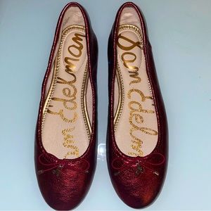Sam Elderman ballet flat red metallic woman's 8 Nwob